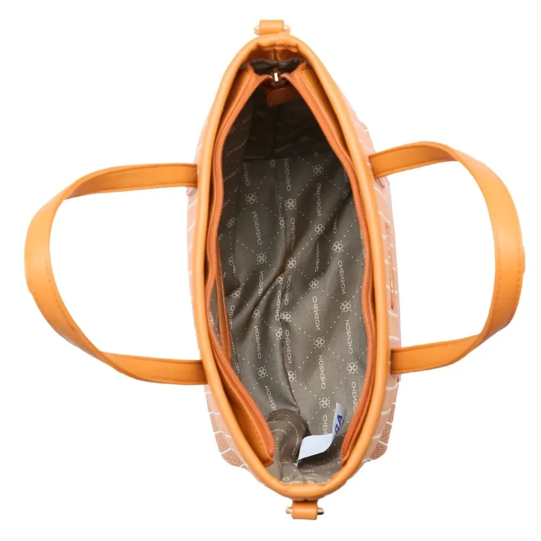 Interior da bolsa Chenson Sport Cool marrom com forro personalizado e amplo espaço interno